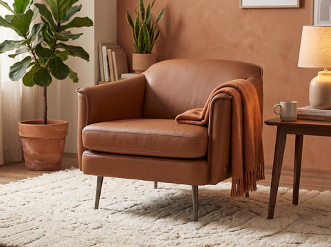 Lusso Vintage Chestnut Brown Leather Accent Chair