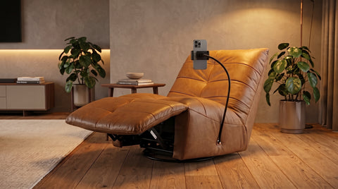 Mirano Camel Brown Distressed Leather Power Swivel Rocking Recliner Chair