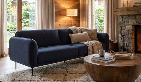 Livia Navy Blue 3 seater Extra Firm Sofa (Display Model)