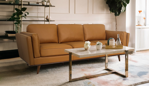 Selina Leather Chestnut 3-Seater Sofa