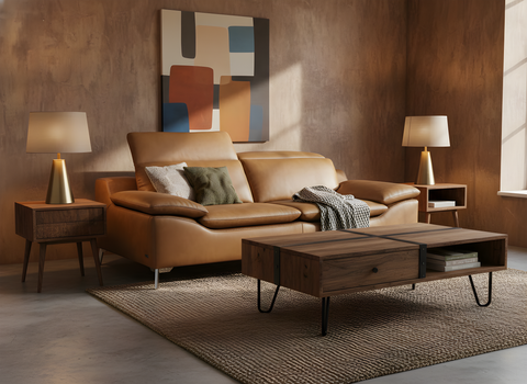 Canapé 3 places Milano Modern en cuir beige