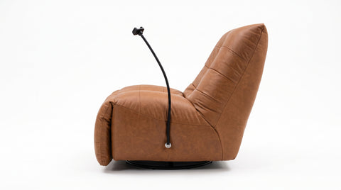 Mirano Camel Brown Distressed Leather Power Swivel Rocking Recliner Chair