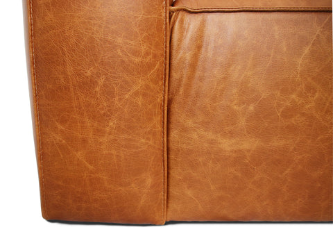 Torino Cubic Cognac Distressed Leather 3 Seater Sofa