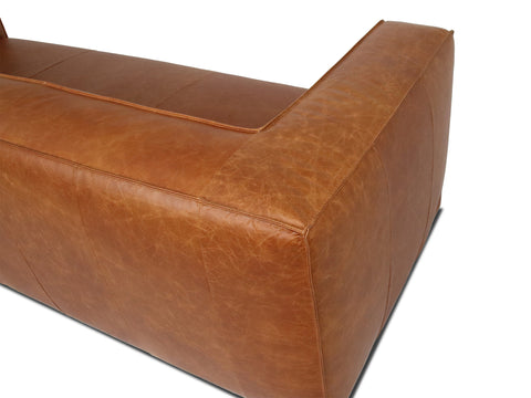 Torino Cubic Cognac Distressed Leather 3 Seater Sofa