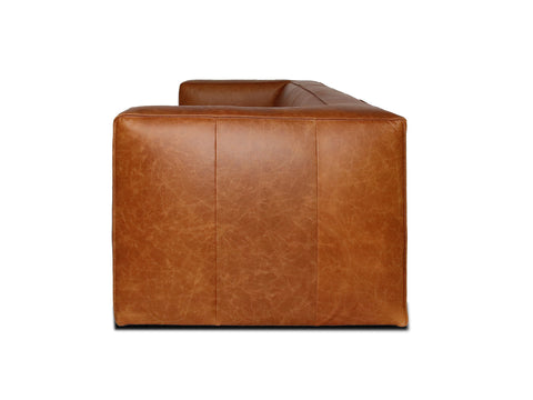 Torino Cubic Cognac Distressed Leather 3 Seater Sofa
