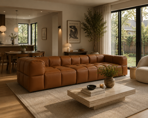 Tuscono Leather Brown 3 Seater Modular Sofa