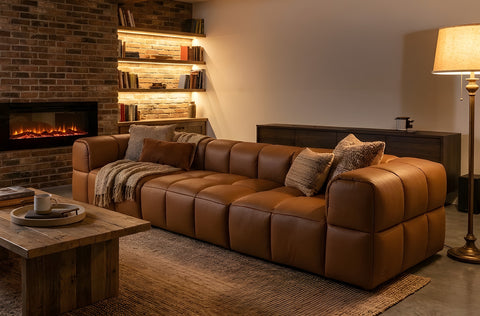 Tuscono Leather Brown 3 Seater Modular Sofa