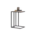 Amico Minimalist C-Shaped Laptop Table with black metal frame and wood-look top, perfect for modern homes and versatile use over sofas or beds.