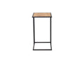 Amico Minimalist C-Shaped Laptop Table with black metal frame and wood-look top, ideal for modern home use over sofas or beds.