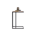 Amico Minimalist C-Shaped Laptop Table with black metal frame and wood-look top, ideal for modern homes as versatile accent furniture.