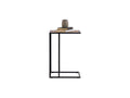 Amico Minimalist C-Shaped Laptop Table with black metal frame and wood-look top, ideal for modern homes as versatile accent furniture.