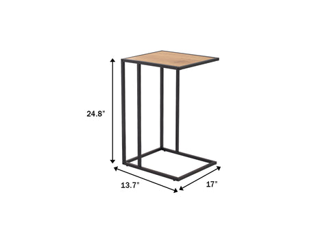 Amico Minimalist C-Shaped Laptop Table with dimensions 24.8 inches tall, 13.7 inches wide, 17 inches deep, in a black metal frame.