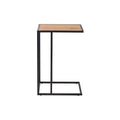 Side view of the Amico Minimalist C-Shaped Laptop Table with a sleek black metal frame and wooden top.