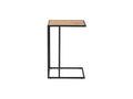 Side view of the Amico Minimalist C-Shaped Laptop Table with a sleek black metal frame and wooden top.