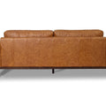 Back view of Amore Cognac Distressed Leather 3 seater sofa showcasing premium craftsmanship and modern style.