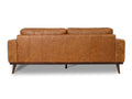Back view of Amore Cognac Distressed Leather 3 seater sofa showcasing premium craftsmanship and modern style.