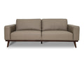 Amore Midcentury Grey Leather 3 seater sofa with premium upholstery and teak legs