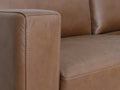 Amore Midcentury Chestnut Brown Leather 3 seater sofa detail showing rich full-aniline leather and armrest design