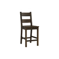 Annata Rustic Counter Chairs - Dark Solid Wood, showcasing ladder-back design and minimalist style, perfect for dining spaces.