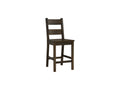 Annata Rustic Counter Chairs - Dark Solid Wood, showcasing ladder-back design and minimalist style, perfect for dining spaces.