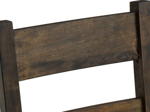 Close-up of Annata Rustic Counter Chairs - Dark Solid Wood showing the ladder-back design and rich wood finish.