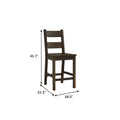 Annata Rustic Counter Chairs - Dark Solid Wood, ladder-back design, dimensions: 41.7"H x 21.2"W x 18.5"D, set of 2