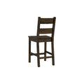 Annata Rustic Counter Chairs - Dark Solid Wood, back view showcasing ladder-back design and rustic charm, perfect for dining.
