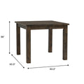 Annata Rustic Counter Table - Dark Solid Wood, square dining table, solid Oakaia wood, 36 inches high, 43.3 inches width and depth.