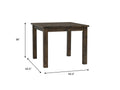 Annata Rustic Counter Table - Dark Solid Wood, square dining table, solid Oakaia wood, 36 inches high, 43.3 inches width and depth.