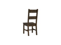 Back view of Annata Rustic Dining Chairs - Dark Solid Wood, showcasing sturdy ladder back design and rustic charm.
