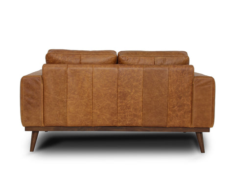Amore Cognac Distressed Leather Loveseat