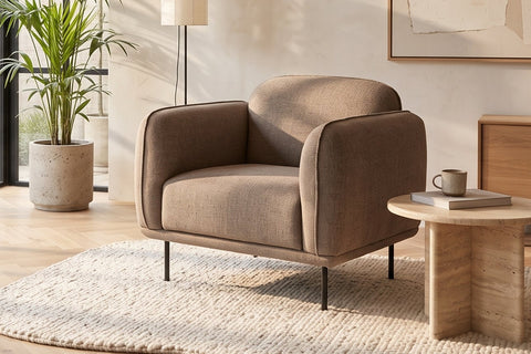 Livia Beige Firm Accent Chair Puff Style