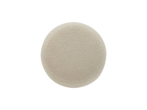 Bianca Beige Boucle Pouf - Ultra soft textured teddy fabric pouf for modern decor, versatile as footrest or seating, top view.