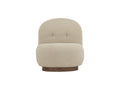 Bianca Beige Boucle accent chair with ottoman showcasing a plush, cozy design and wooden base.