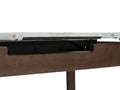 Caldo Extendable dining table showing the extension mechanism and marble-look laminate top.