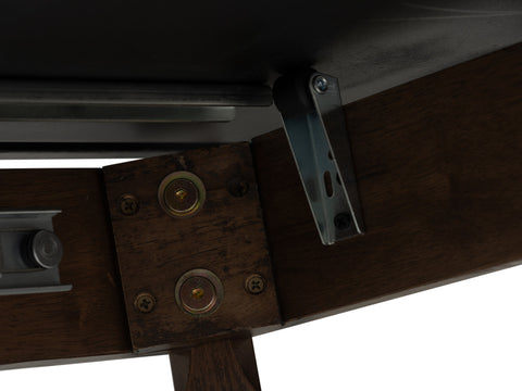 Caldo Extendable dining table hardware and mechanism detail for easy extension and stability.