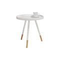 Camilla White Tripod Side Table with white bentwood top and solid Oakaia Wood legs, perfect for modern decor.