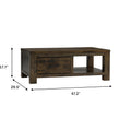 Caro Rustic Coffee Table - Dark Solid Wood featuring rich natural grain with dimensions 47.2x29.5x17.7 inches.