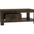 Caro Rustic Coffee Table - Dark Solid Wood with rich grain patterns adds rustic warmth and modern simplicity to any living space.