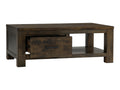 Caro Rustic Coffee Table - Dark Solid Wood with rich grain patterns adds rustic warmth and modern simplicity to any living space.