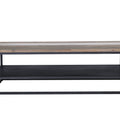 Como Rustic Industrial Rectangular Coffee Table with Lower Shelf featuring Oak wood top and black metal frame.