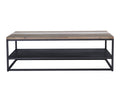 Como Rustic Industrial Rectangular Coffee Table with Lower Shelf featuring Oak wood top and black metal frame.