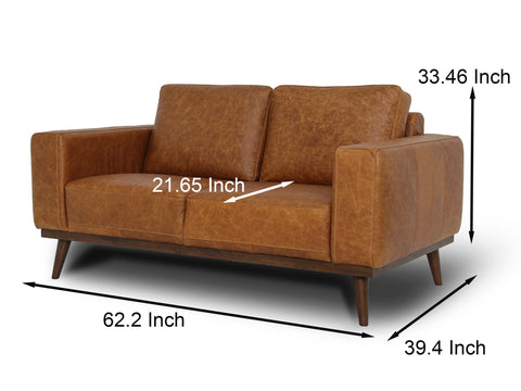 Amore Cognac Distressed Leather Loveseat