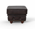 Stanhope Dark Chocolate Chesterfield Ottoman in top-grain leather with tufted detailing and nailhead trim.