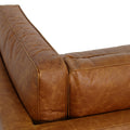 Eleganza Cognac Distressed Leather 3 Seater Sofa with plush cushions and walnut legs, showcasing luxurious top aniline leather.