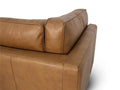 Eleganza Tan Distressed Leather 3 Seater Sofa showcasing plush cushions and rich leather texture.