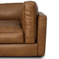 Eleganza Tan Distressed Leather 3 Seater Sofa side view showcasing its luxurious leather upholstery.