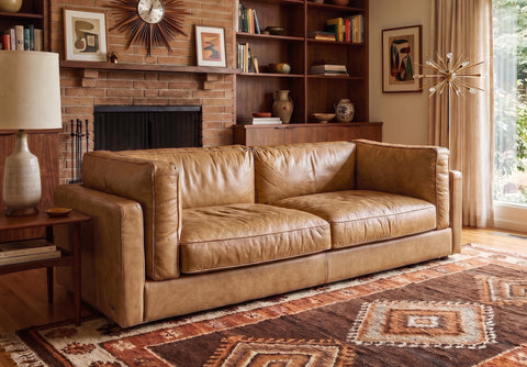 Eleganza Tan Distressed Leather 3 Seater Sofa