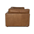 Eleganza Tan Distressed Leather 3 Seater Sofa back view showcasing its rich texture and premium leather finish.