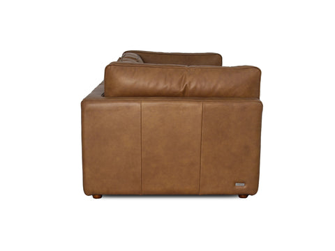 Eleganza Tan Distressed Leather 3 Seater Sofa back view showcasing its rich texture and premium leather finish.